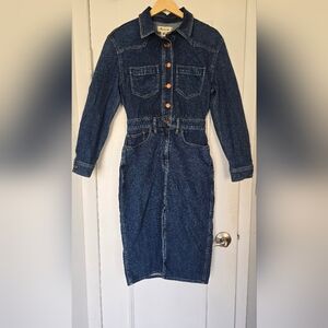 Madewell Denim Shirt Dress Size 0 | Button Front Western Utility Jean Dress